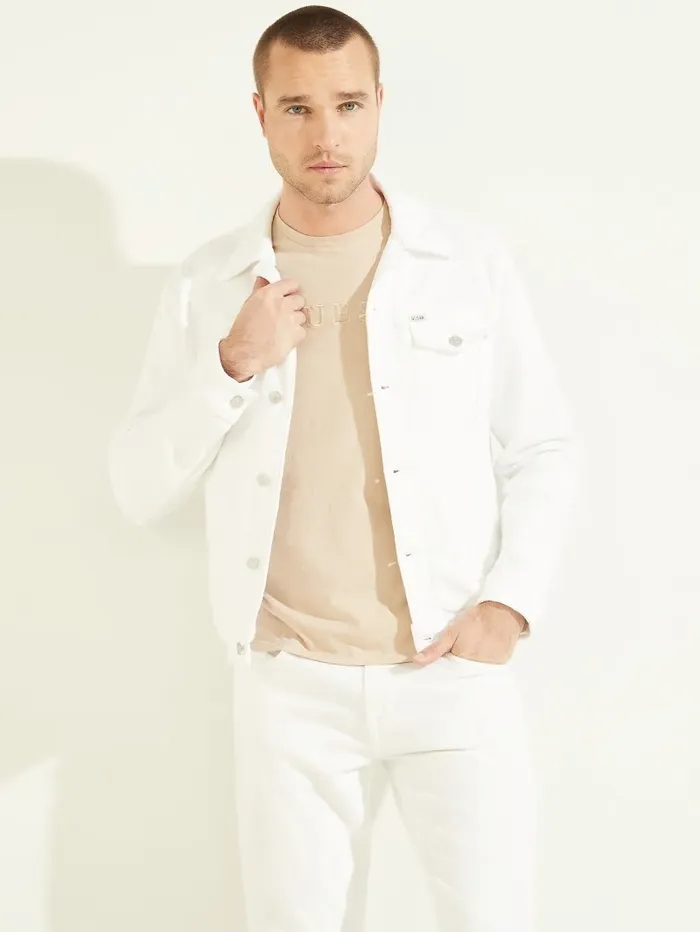 Men Jackets and Coats GUESS Dillon Denim Jacket Optic White