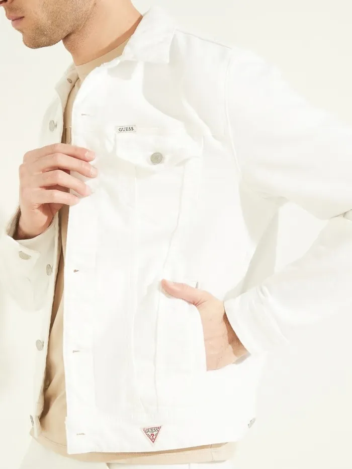 Men Jackets and Coats GUESS Dillon Denim Jacket Optic White