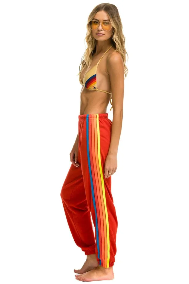5 Stripe Sweatpants 8211 Red Neon Rainbow Women Aviator Nation Sweatpants