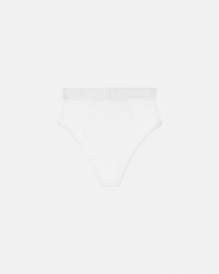 90s Vintage Logo Ribbed Briefs White Women Versace Bras and Briefs