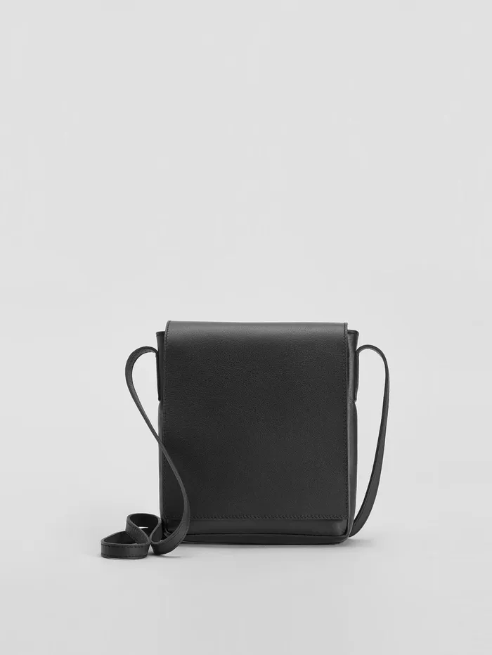 Accessories Women Eileen Fisher Italian Leather Square Crossbody Bag Black