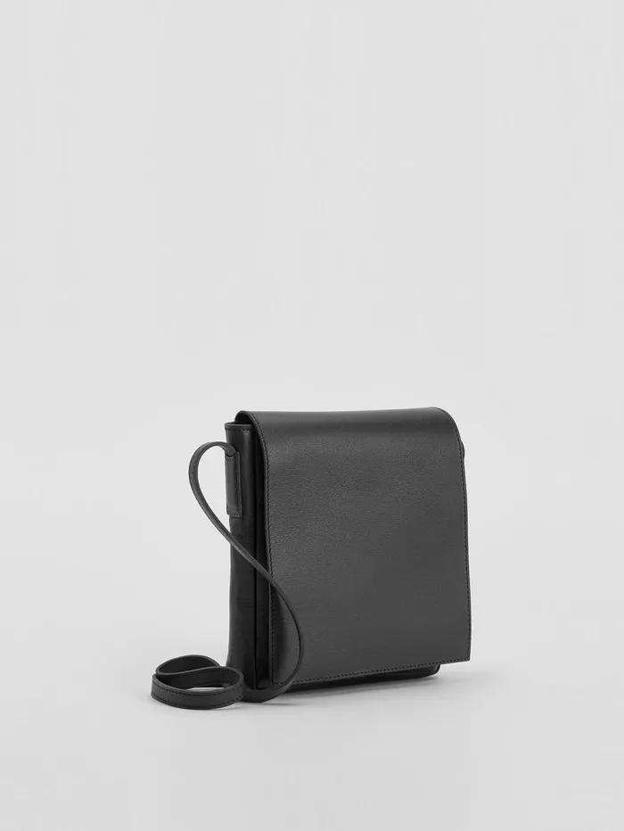 Accessories Women Eileen Fisher Italian Leather Square Crossbody Bag Black