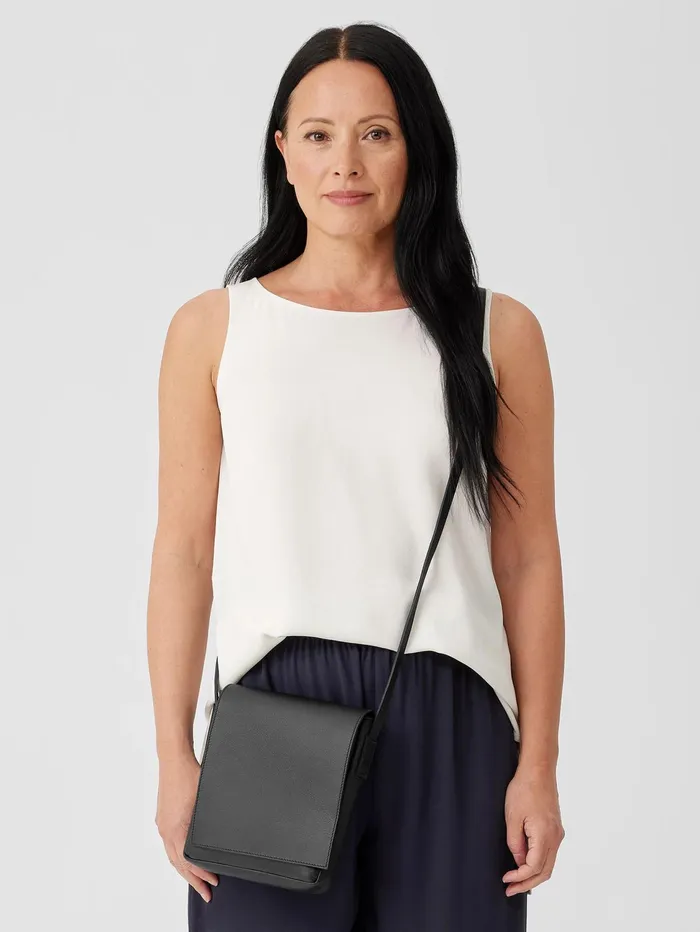 Accessories Women Eileen Fisher Italian Leather Square Crossbody Bag Black