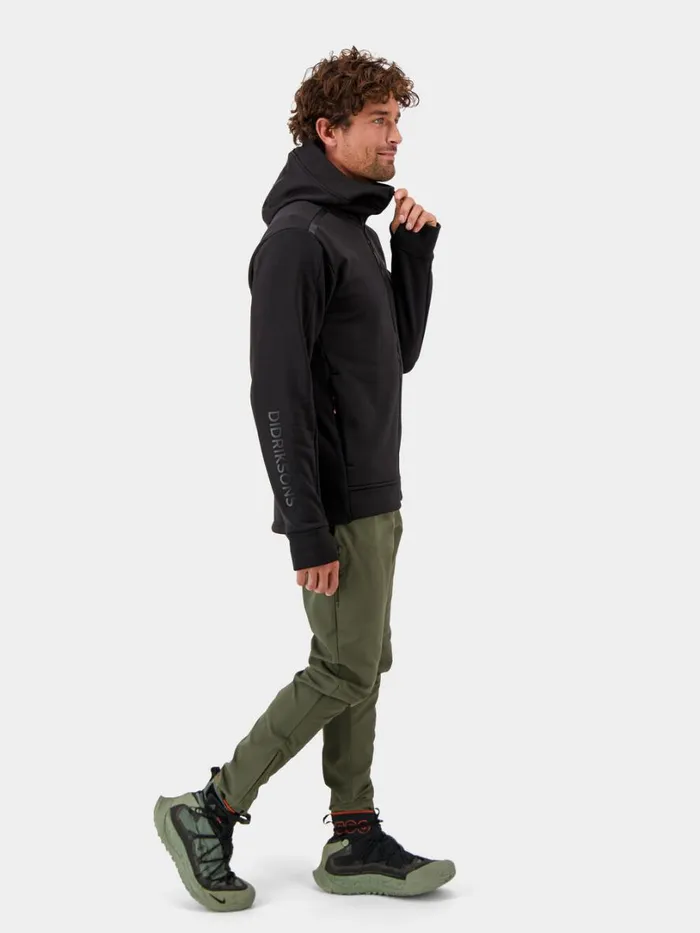 Acke FullZip Black Men Didriksons Fleece and Midlayers