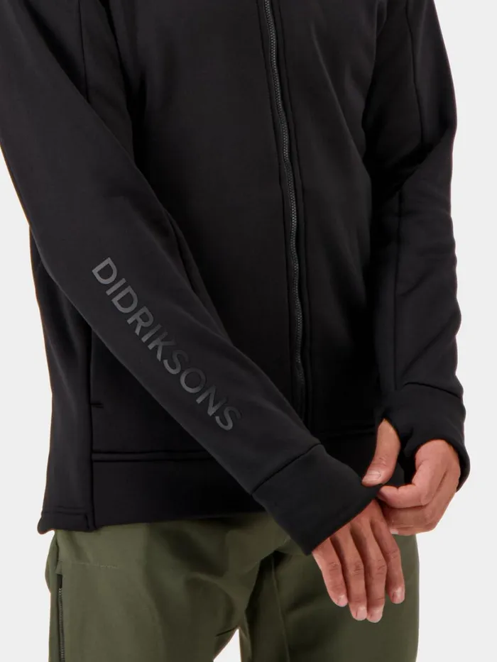 Acke FullZip Black Men Didriksons Fleece and Midlayers