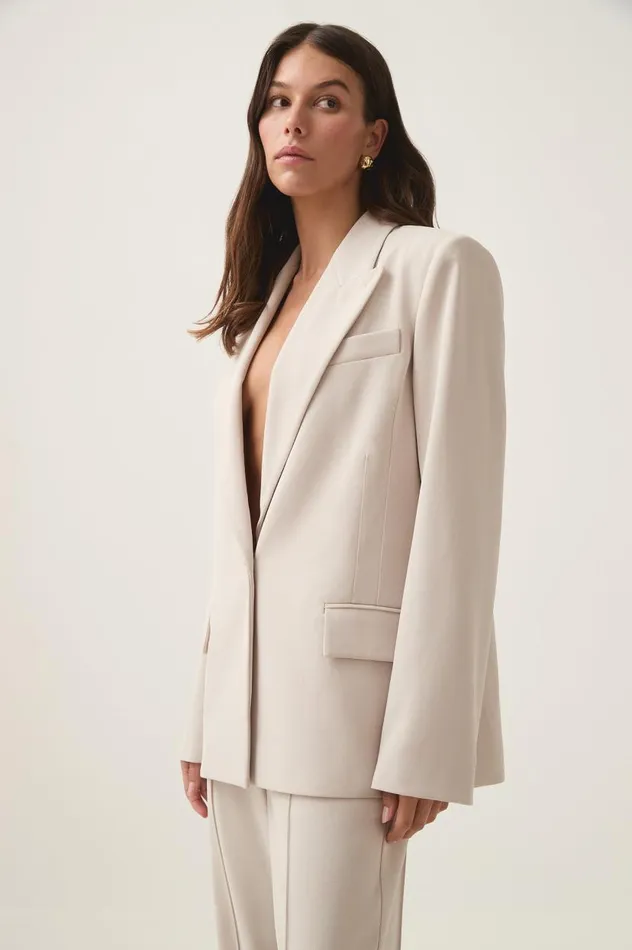 Aje Blazers Jackets and Coats Caterina Crepe Jacket Sandstone 8211 Women Aje Blazers Jackets and Coats Caterina Crepe Jacket Sandstone 8211 Women
