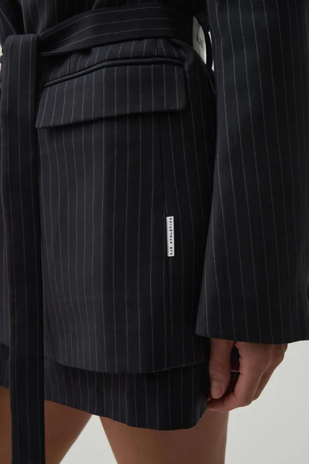 Aje Blazers Jackets and Coats Pinstripe Logo Belt Blazer 789 Navy Pinstripe 8211 Women