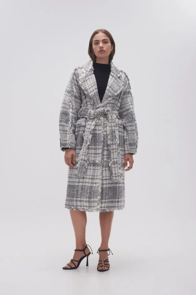 Aje Blazers Jackets and Coats Rebellion Coat Black White Check 8211 Women