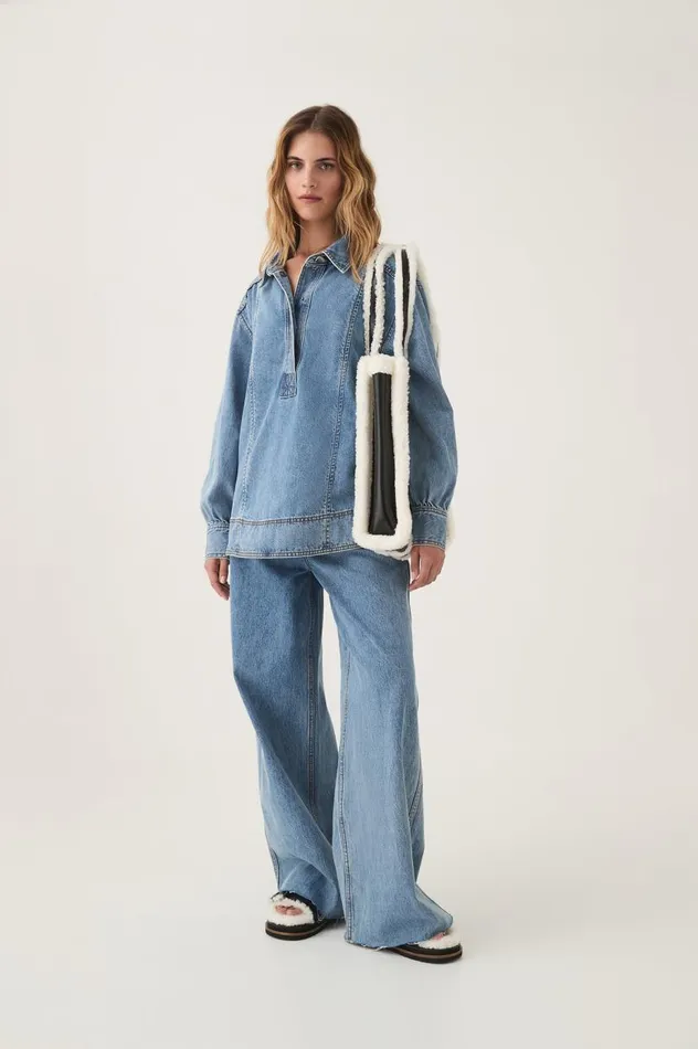 Aje Denim Outline Denim Shirt Coastal Blue 8211 Women