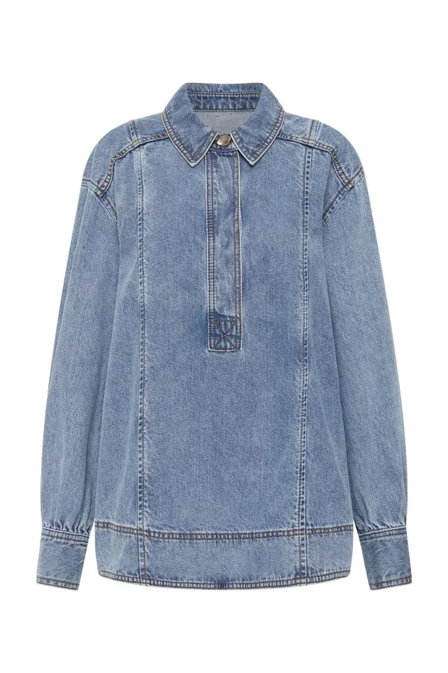 Aje Denim Outline Denim Shirt Coastal Blue 8211 Women