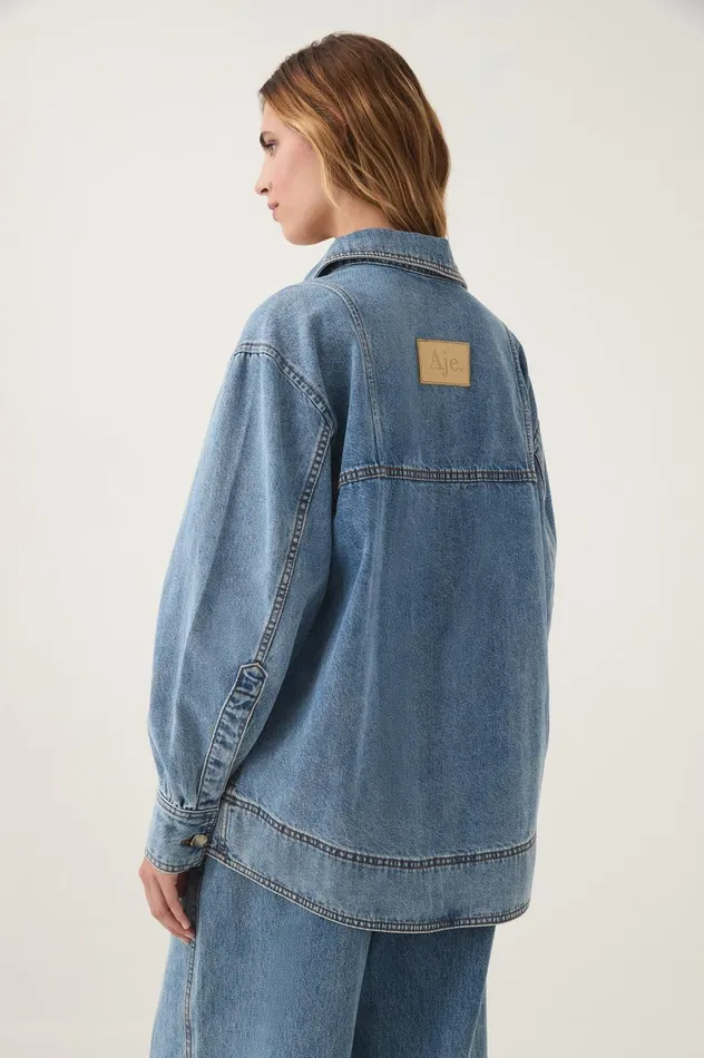 Aje Denim Outline Denim Shirt Coastal Blue 8211 Women