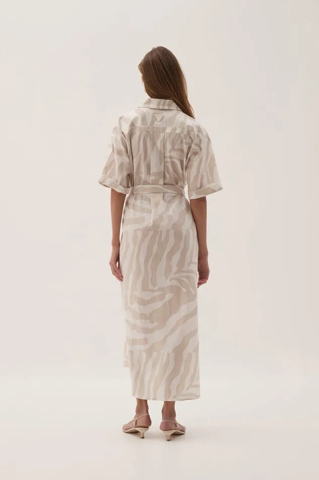 Aje Dresses Airlie Relaxed Shirt Dress Oatmeal Zebra 8211 Women