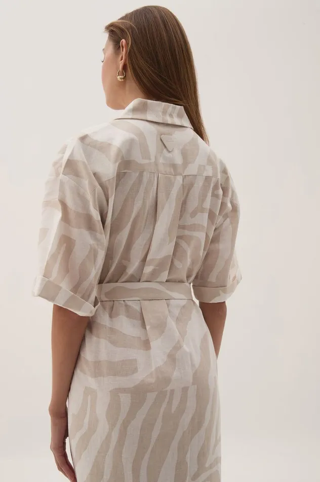 Aje Dresses Airlie Relaxed Shirt Dress Oatmeal Zebra 8211 Women