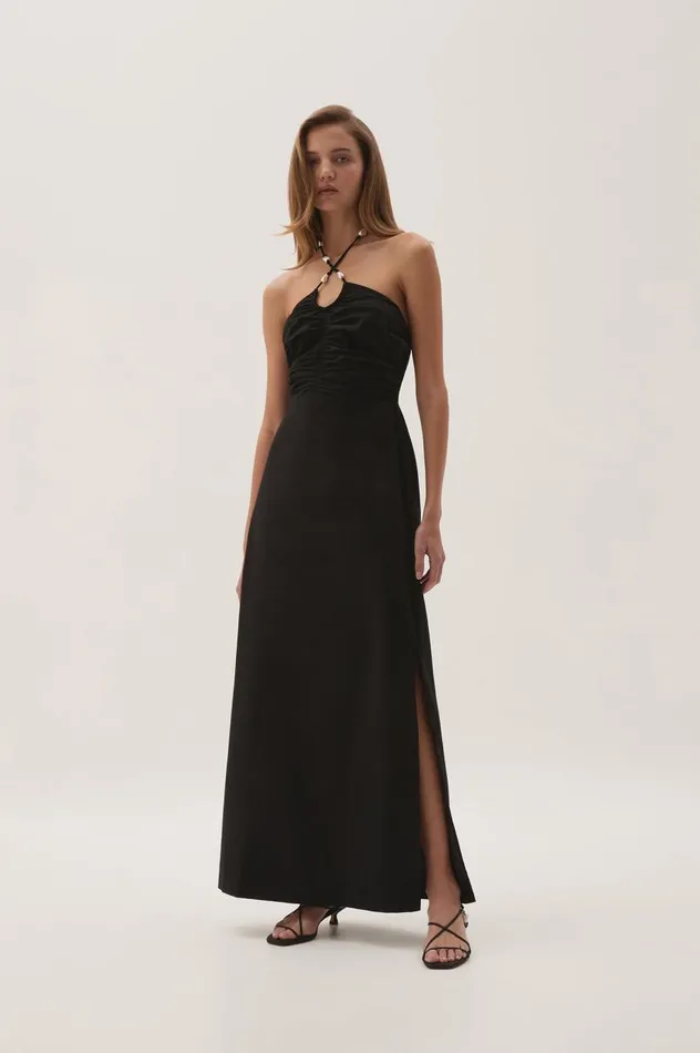 Aje Dresses Akoya Ruched Midi Dress Black 8211 Women