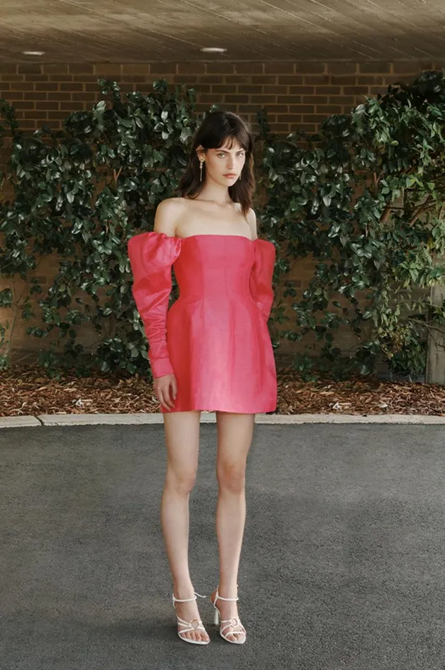 Aje Dresses Baret Sleeved Mini Dress Hot Pink 8211 Women