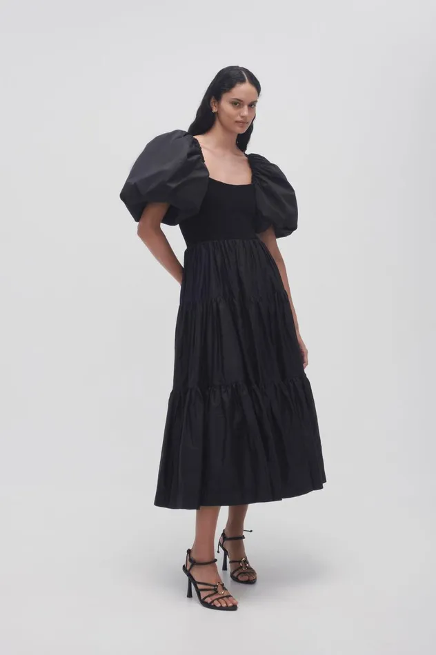 Aje Dresses Casa Puff Sleeve Midi Dress Black 8211 Women Aje Dresses Casa Puff Sleeve Midi Dress Black 8211 Women