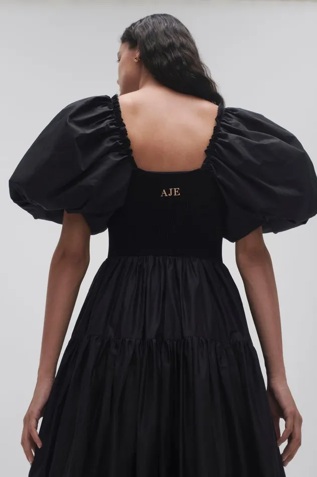 Aje Dresses Casa Puff Sleeve Midi Dress Black 8211 Women Aje Dresses Casa Puff Sleeve Midi Dress Black 8211 Women