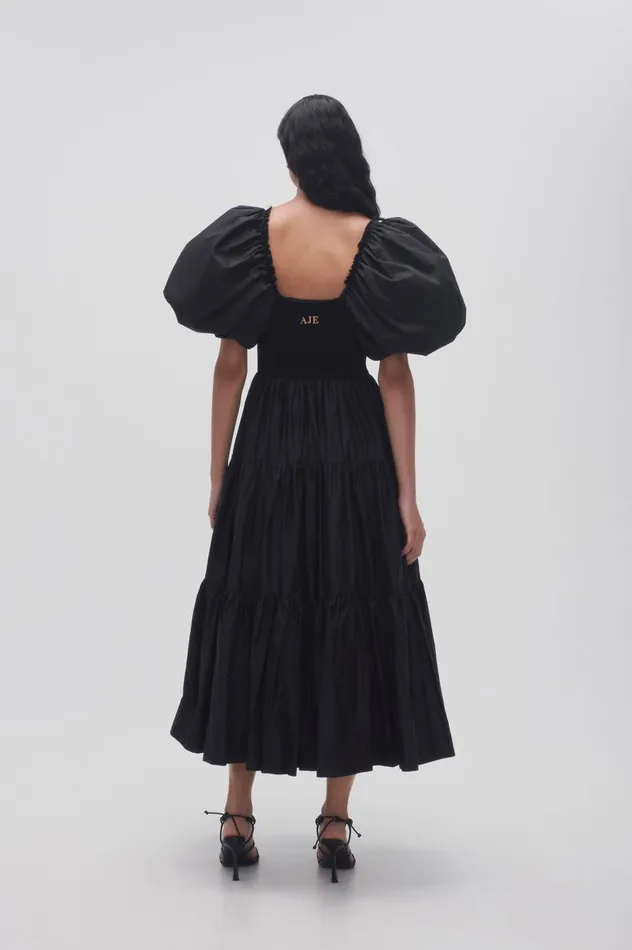 Aje Dresses Casa Puff Sleeve Midi Dress Black 8211 Women Aje Dresses Casa Puff Sleeve Midi Dress Black 8211 Women