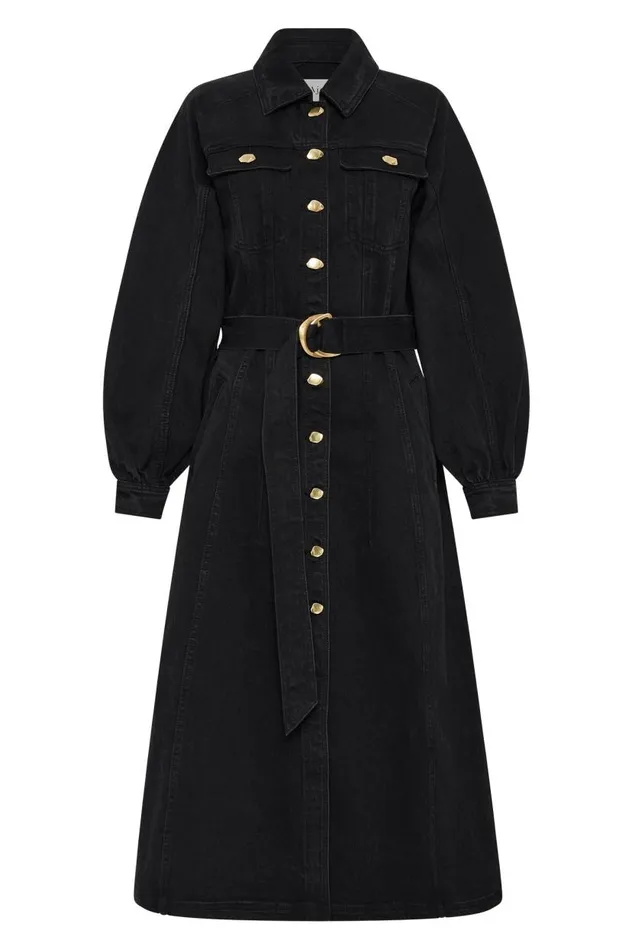 Aje Dresses Maya Denim Midi Dress Black 8211 Women Aje Dresses Maya Denim Midi Dress Black 8211 Women