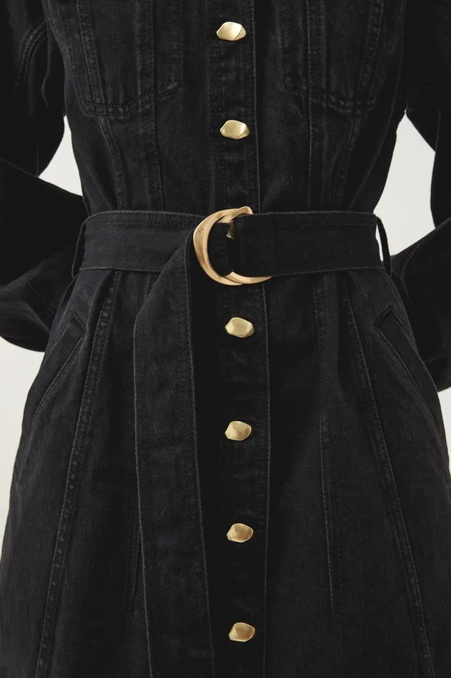 Aje Dresses Maya Denim Midi Dress Black 8211 Women Aje Dresses Maya Denim Midi Dress Black 8211 Women