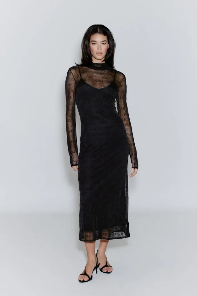 Aje Dresses Metaphor Logo Knit Dress Black 8211 Women
