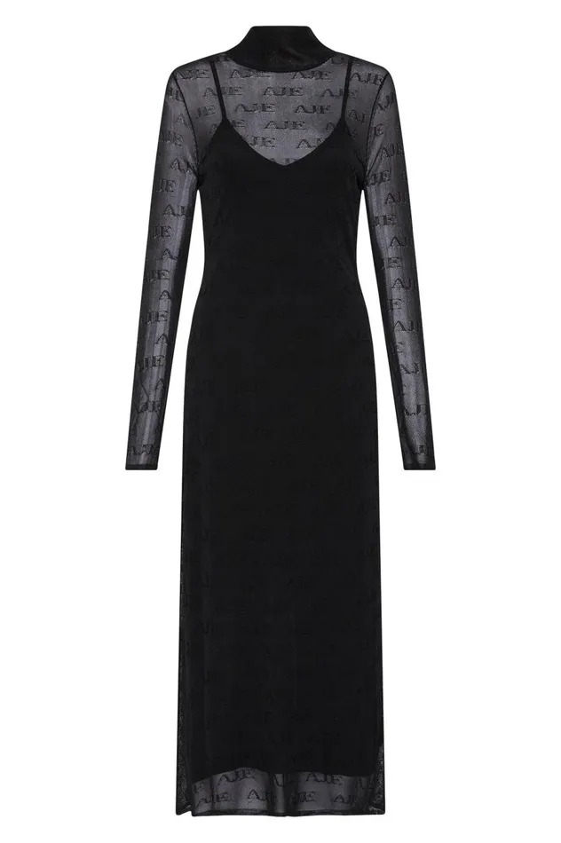 Aje Dresses Metaphor Logo Knit Dress Black 8211 Women Aje Dresses Metaphor Logo Knit Dress Black 8211 Women