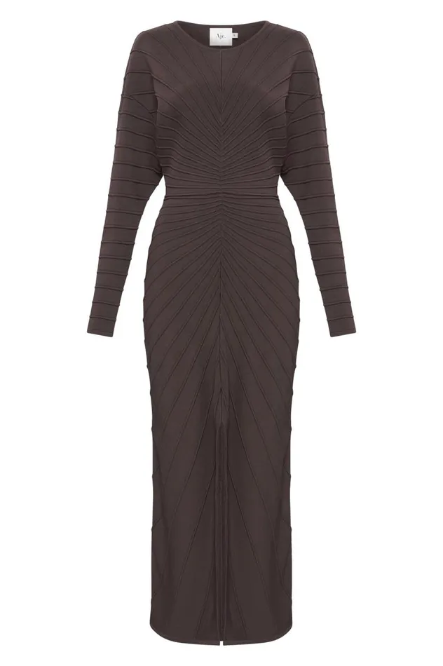 Aje Dresses Modernist Cocoon Midi Dress Umber Brown 8211 Women