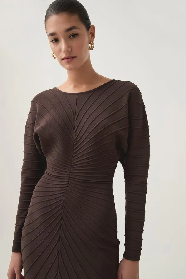 Aje Dresses Modernist Cocoon Midi Dress Umber Brown 8211 Women