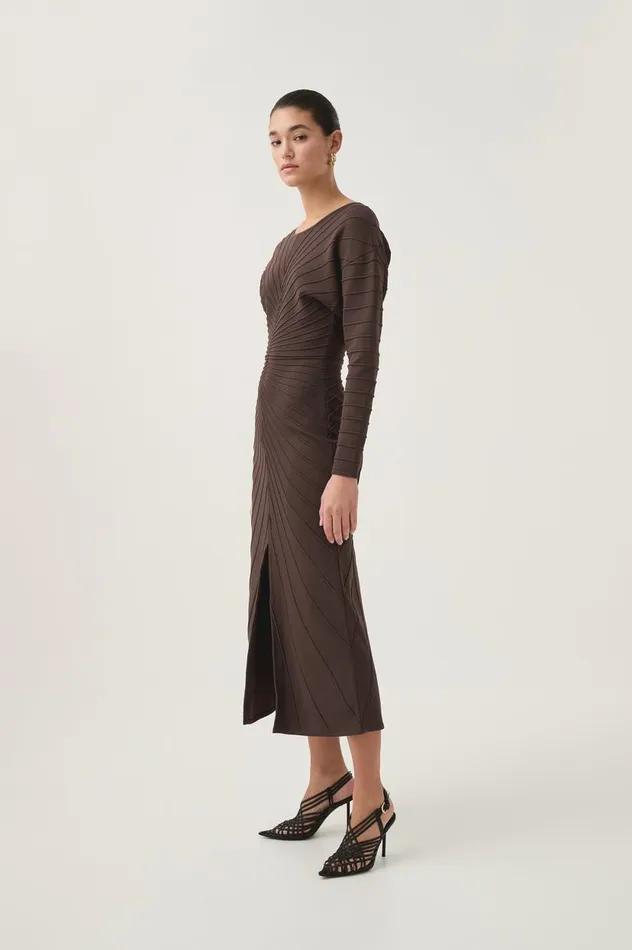 Aje Dresses Modernist Cocoon Midi Dress Umber Brown 8211 Women
