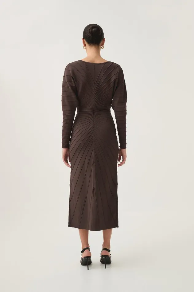Aje Dresses Modernist Cocoon Midi Dress Umber Brown 8211 Women