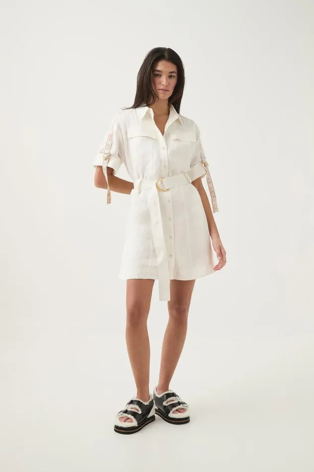 Aje Dresses Principle Logo Mini Dress Ivory 8211 Women