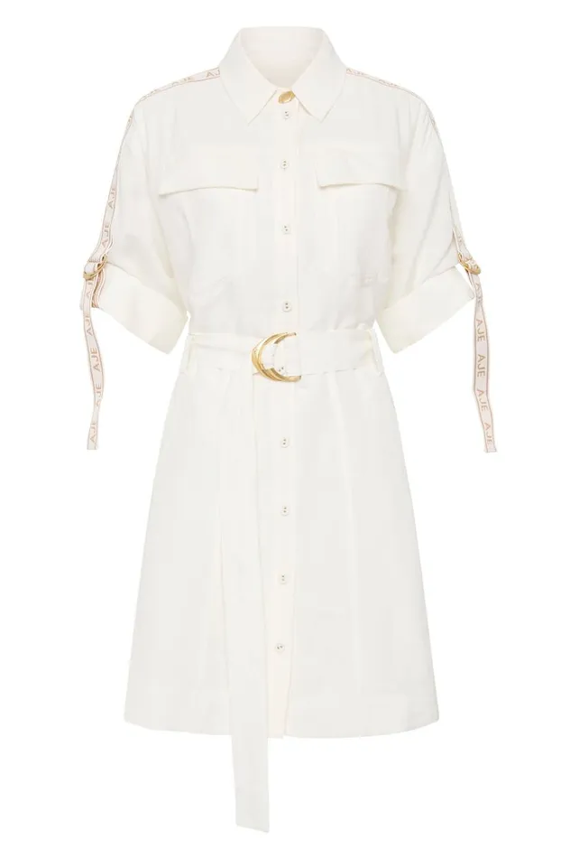 Aje Dresses Principle Logo Mini Dress Ivory 8211 Women