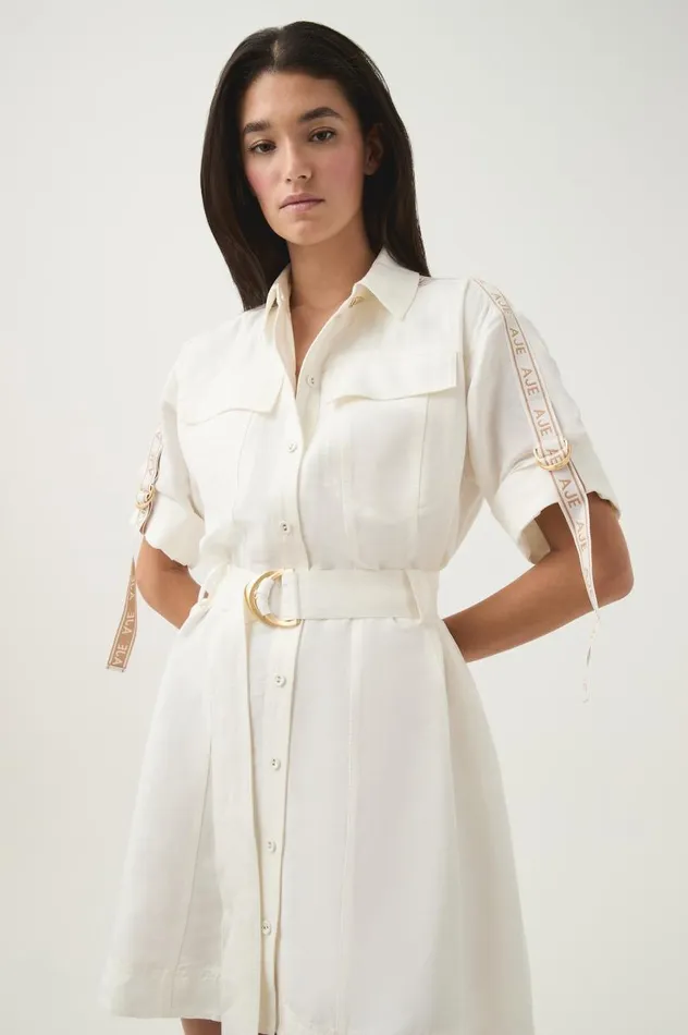 Aje Dresses Principle Logo Mini Dress Ivory 8211 Women