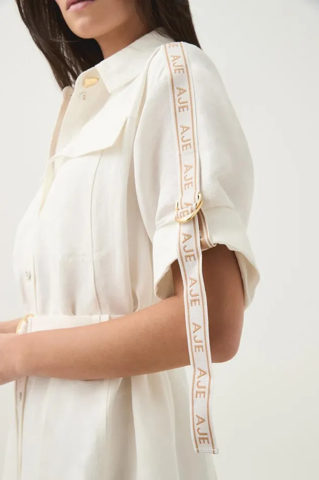 Aje Dresses Principle Logo Mini Dress Ivory 8211 Women