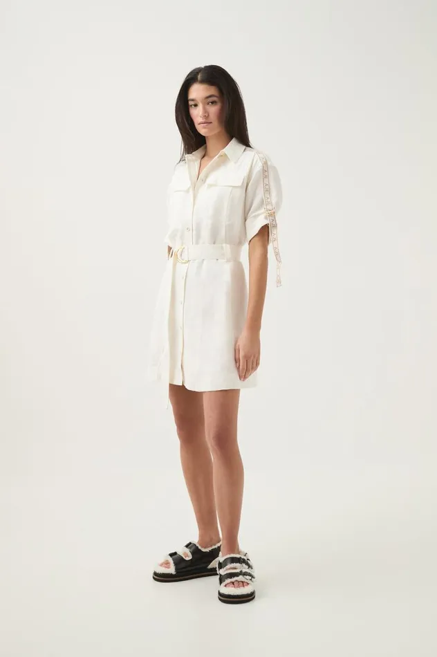 Aje Dresses Principle Logo Mini Dress Ivory 8211 Women