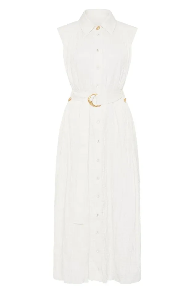 Aje Dresses Risen Crushed Pleat Midi Dress Ivory 8211 Women Aje Dresses Risen Crushed Pleat Midi Dress Ivory 8211 Women