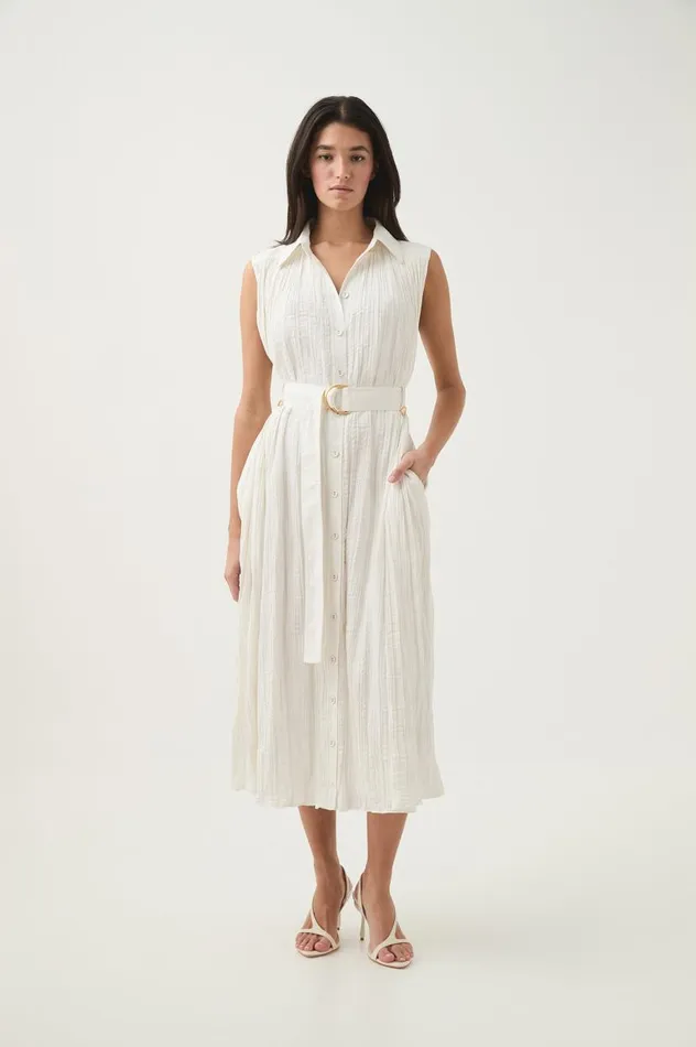 Aje Dresses Risen Crushed Pleat Midi Dress Ivory 8211 Women Aje Dresses Risen Crushed Pleat Midi Dress Ivory 8211 Women