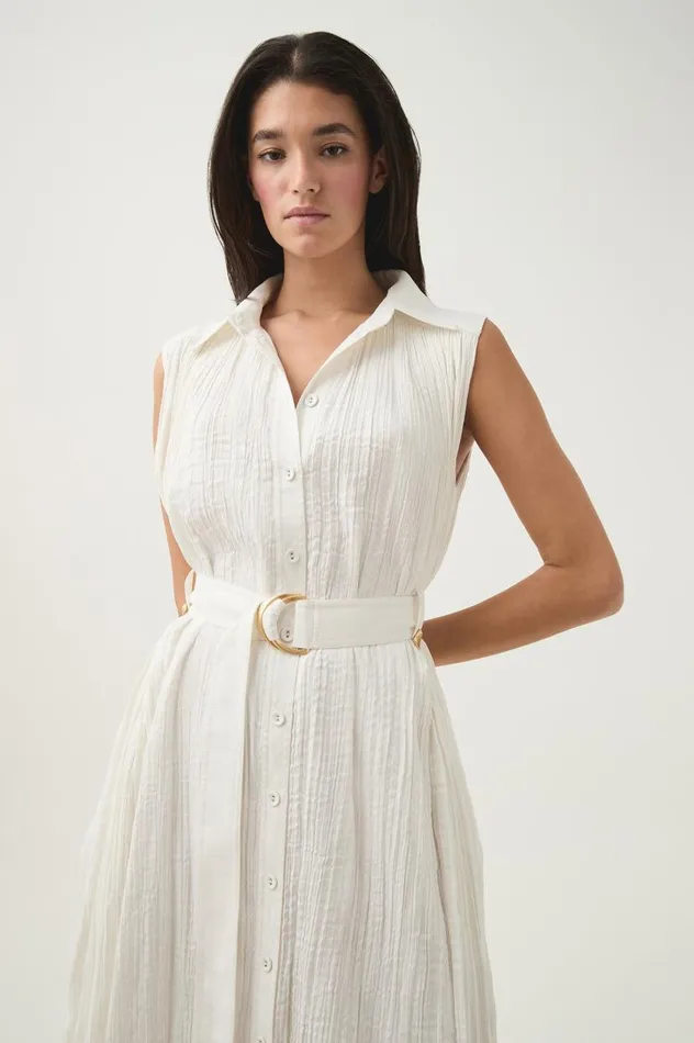 Aje Dresses Risen Crushed Pleat Midi Dress Ivory 8211 Women Aje Dresses Risen Crushed Pleat Midi Dress Ivory 8211 Women