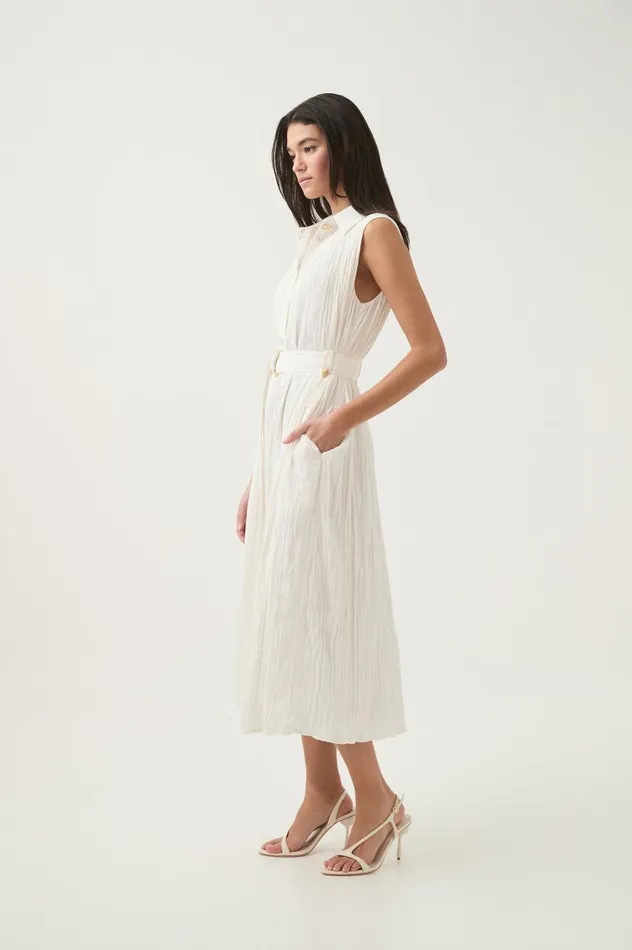 Aje Dresses Risen Crushed Pleat Midi Dress Ivory 8211 Women Aje Dresses Risen Crushed Pleat Midi Dress Ivory 8211 Women