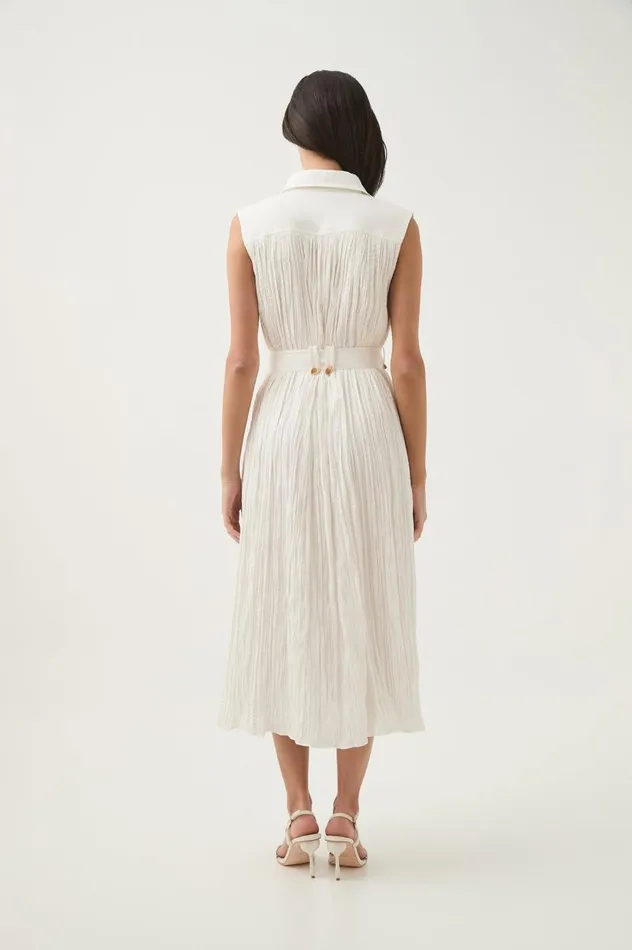 Aje Dresses Risen Crushed Pleat Midi Dress Ivory 8211 Women Aje Dresses Risen Crushed Pleat Midi Dress Ivory 8211 Women