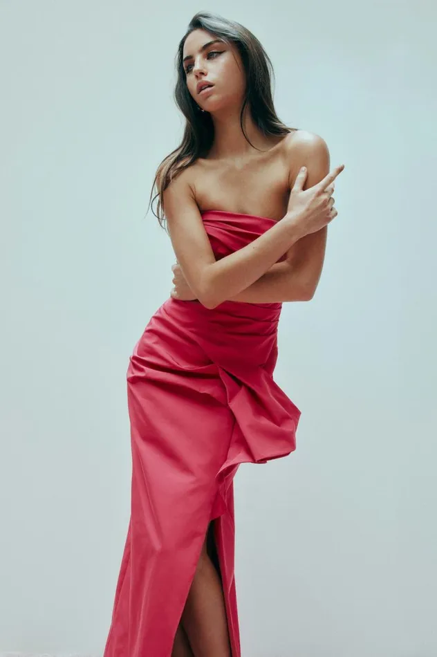 Aje Dresses Roma Draped Midi Dress Rich Magenta 8211 Women