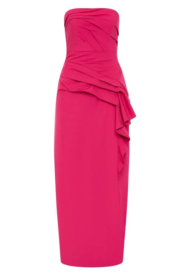 Aje Dresses Roma Draped Midi Dress Rich Magenta 8211 Women Aje Dresses Roma Draped Midi Dress Rich Magenta 8211 Women