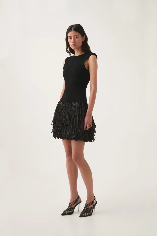 Aje Dresses Rushes Raffia Knit Mini Dress Black 8211 Women Aje Dresses Rushes Raffia Knit Mini Dress Black 8211 Women