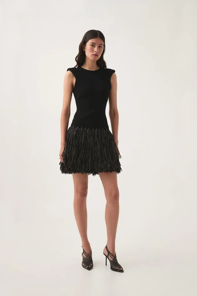 Aje Dresses Rushes Raffia Knit Mini Dress Black 8211 Women Aje Dresses Rushes Raffia Knit Mini Dress Black 8211 Women