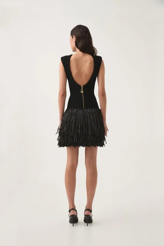 Aje Dresses Rushes Raffia Knit Mini Dress Black 8211 Women Aje Dresses Rushes Raffia Knit Mini Dress Black 8211 Women