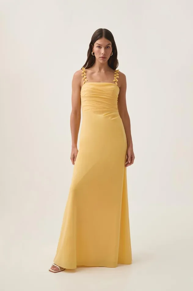 Aje Dresses Soulful Pom Pom Midi Dress Soft Yellow 8211 Women