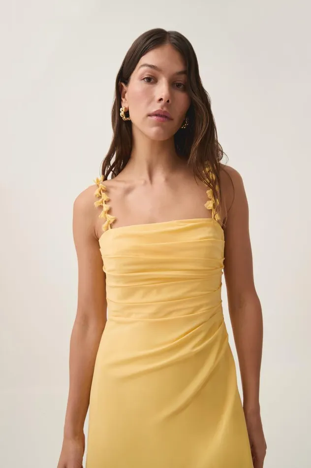 Aje Dresses Soulful Pom Pom Midi Dress Soft Yellow 8211 Women Aje Dresses Soulful Pom Pom Midi Dress Soft Yellow 8211 Women