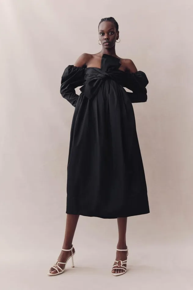 Aje Dresses Valentina Bow Midi Dress Black 8211 Women