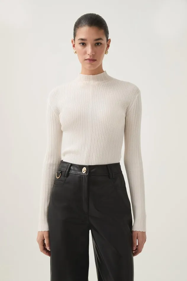 Aje Knitwear and Jumpers Arlen Knit Skivvy Ivory 8211 Women