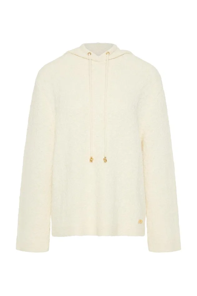 Aje Knitwear and Jumpers Lyla Knit Hoodie Ivory 8211 Women Aje Knitwear and Jumpers Lyla Knit Hoodie Ivory 8211 Women